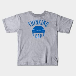 Blue Hockey Helmet Thinking Cap Kids T-Shirt